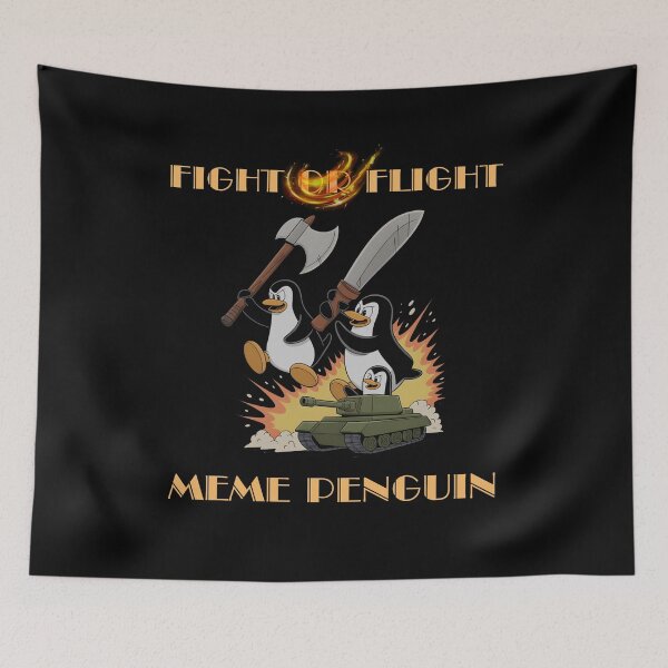 Item preview, Fight Or Flight Meme Penguin designed and sold by Marpin91.