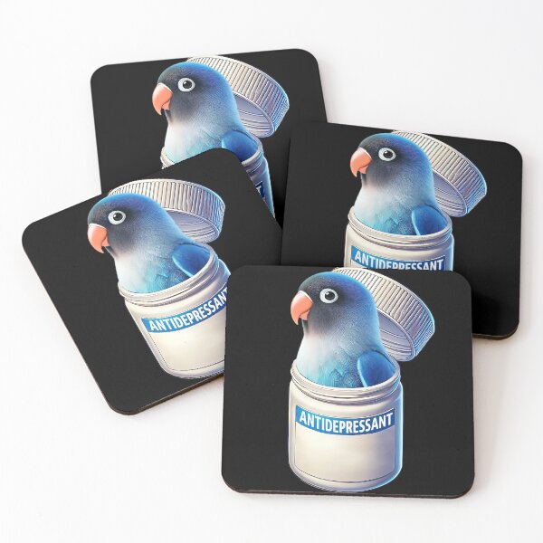 Item preview, Funny Antidepressant Blue Masked Lovebird Parrot Lover Meme designed and sold by Kimberley King Art  King Art.