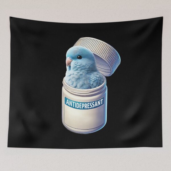 Item preview, Funny Antidepressant Blue Parrotlet Parrot Lover Meme designed and sold by Kimberley King Art  King Art.