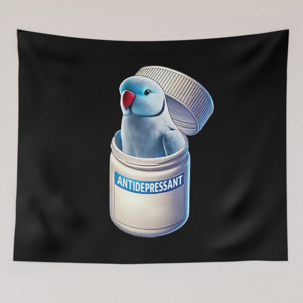 Item preview, Funny Antidepressant Blue Ringneck Parakeet Parrot Lover Meme designed and sold by Kimberley King Art  King Art.