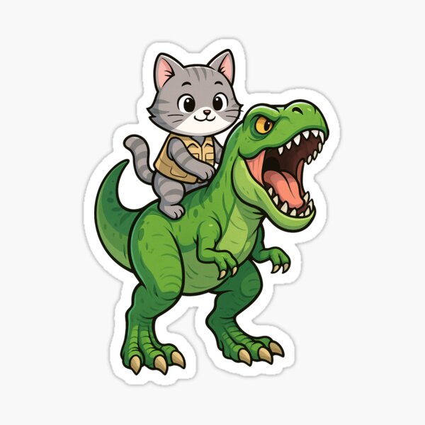 Funny Cat Food Lover Dinosaur Trex Boys Girls Kids Sticker
