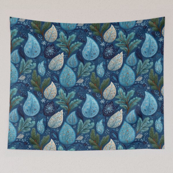 Item preview, Blue Winter Foliage Seamless Pattern designed and sold by ML-Media.