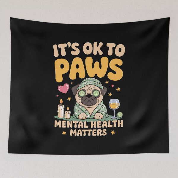 Item preview, Dog Mental Health Matters Awareness Spa Day Self Love Pug designed and sold by BakeryDozen.