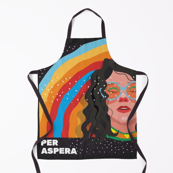 Item preview, Per Aspera Ad Astra – Retro Rainbow Woman Portrait with Latin Quote designed and sold by MerchYouSearch.