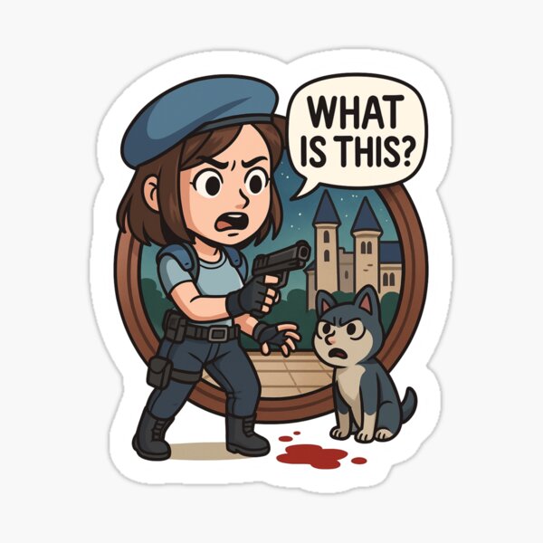 Item preview, Jill Valentine entdeckt mysteriösen Blutfleck Sticker designed and sold by loccotown168.