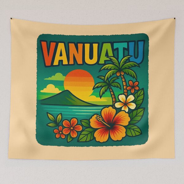 Item preview, Vanuatu – Retro Island Sunset designed and sold by Myra365Art.