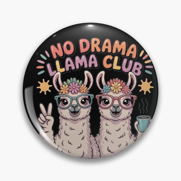 Item preview, Two  llamas holding coffee mugs 'No Drama Llama Club'  designed and sold by Nimkaew.