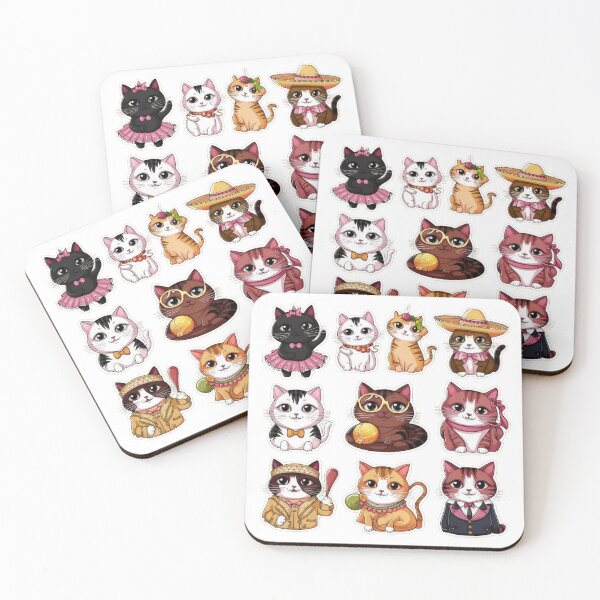Item preview, cute funny cat pattern funny cat colorful  kittens with colorful costumes,aesthetic cat art,funny cat,Cat Lover,cute cat,cat pattern designed and sold by Expressions-Sel.