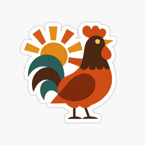 Item preview, ModHen – Retro Mid-Century Modern Chicken with Sunburst Design designed and sold by SheepyDaily.