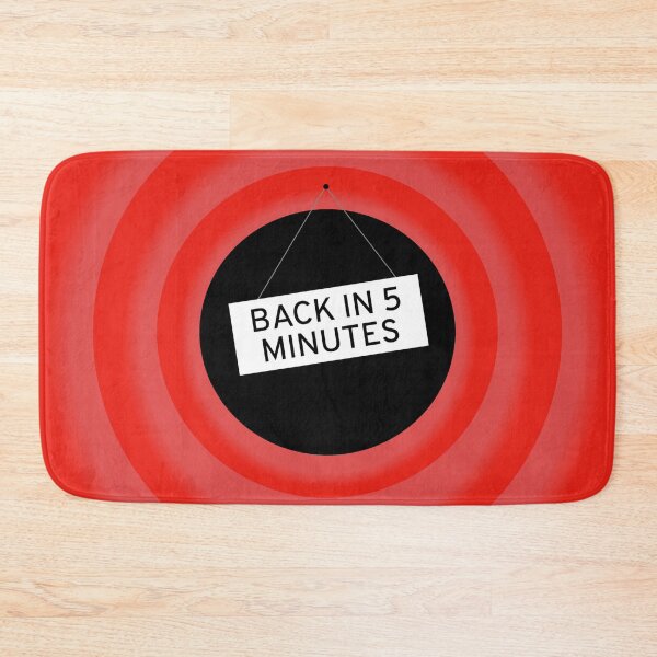 Item preview, Retro “Back in 5 Minutes” Cartoon-Inspired Sign designed and sold by hangmeart.