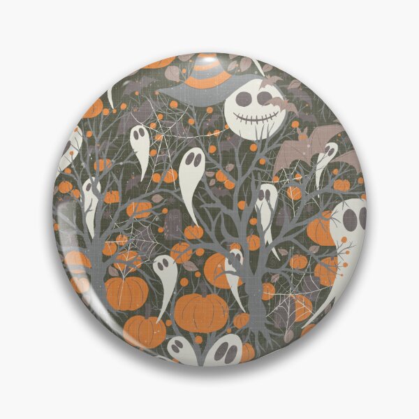 Item preview, Retro Halloween pattern with cute ghosts and pumpkins on olive background designed and sold by Sonja Birkelbach.