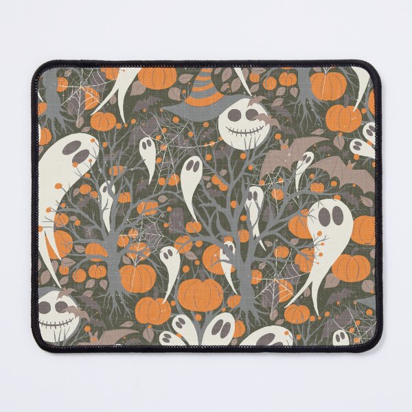 Item preview, Retro Halloween pattern with cute ghosts and pumpkins on olive background designed and sold by Sonja Birkelbach.