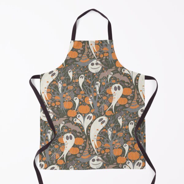 Item preview, Retro Halloween pattern with cute ghosts and pumpkins on olive background designed and sold by Sonja Birkelbach.