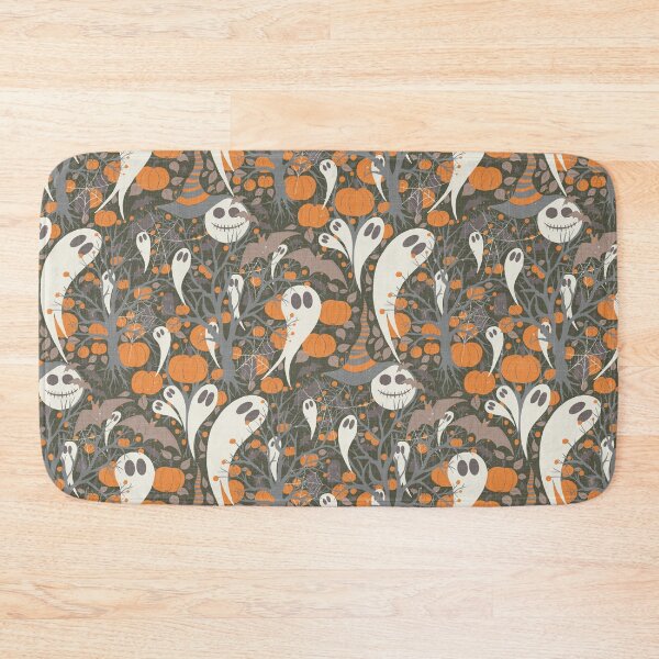 Item preview, Retro Halloween pattern with cute ghosts and pumpkins on olive background designed and sold by Sonja Birkelbach.