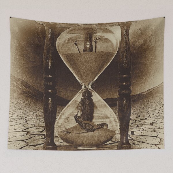 Item preview, Memento Mori Collage – Sepia Skeleton Hourglass designed and sold by caracatita75.