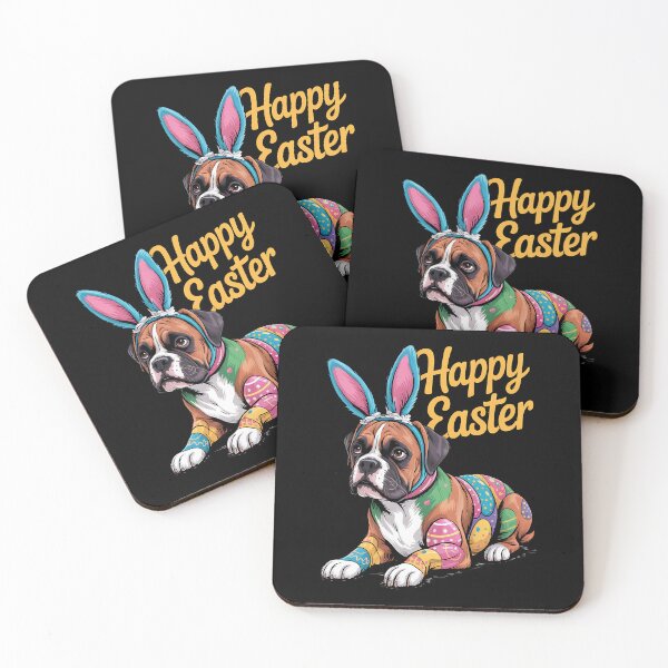 Item preview, Happy Easter Day Boxer Dog Bunnies Colorful Eggs Dog Lovers designed and sold by BakeryDozen.