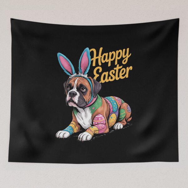Item preview, Happy Easter Day Boxer Dog Bunnies Colorful Eggs Dog Lovers designed and sold by BakeryDozen.