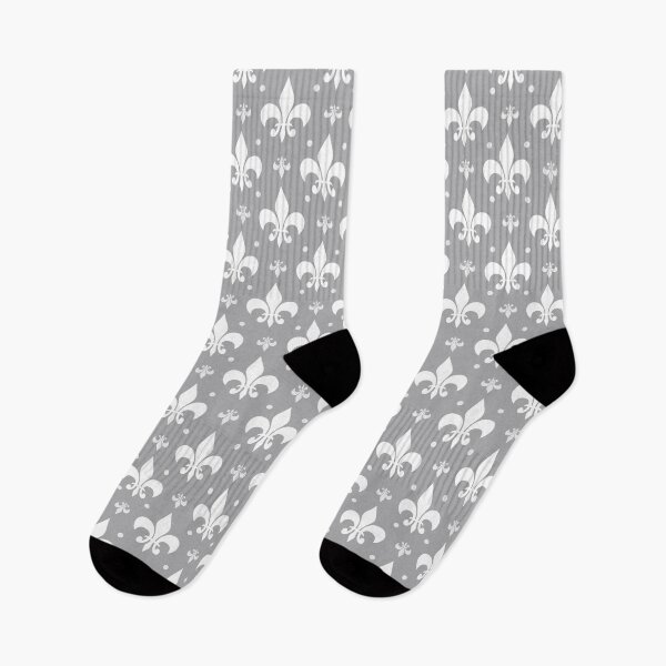 Item preview, Ash Grey and White Fleur-de-lis Pattern Design  designed and sold by PatternTitan.