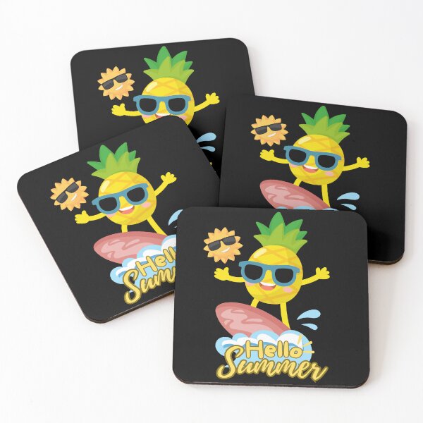 Item preview, Hello Summer: Surfing Pineapple & Cool Sun (Black) designed and sold by HeeShirt.