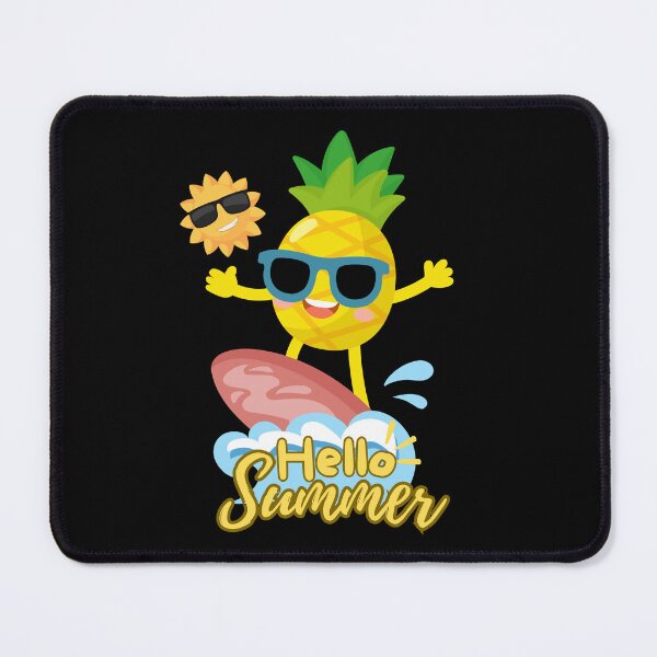 Item preview, Hello Summer: Surfing Pineapple & Cool Sun (Black) designed and sold by HeeShirt.