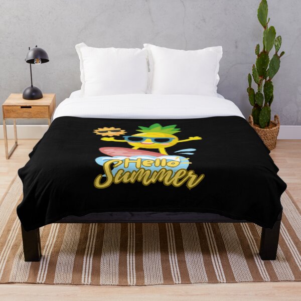 Item preview, Hello Summer: Surfing Pineapple & Cool Sun (Black) designed and sold by HeeShirt.