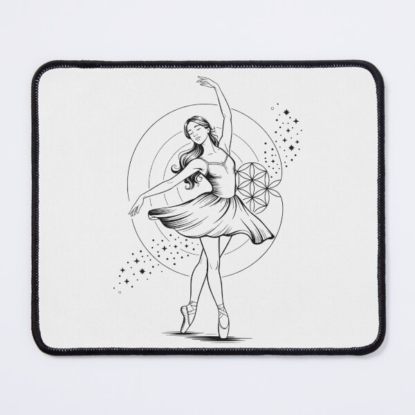 Item preview, Elegant Ballerina & Sacred Geometry, Flower of Life Line Art designed and sold by QuirkySpark.