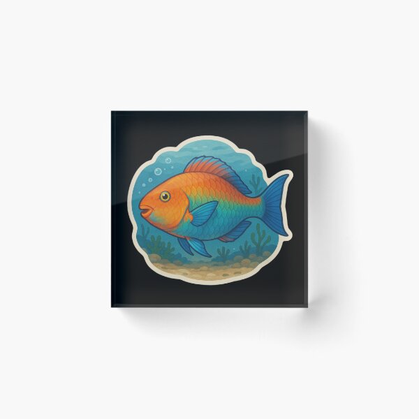 Item preview, Green and Blue Parrotfish in Reef designed and sold by DamioPolArt.
