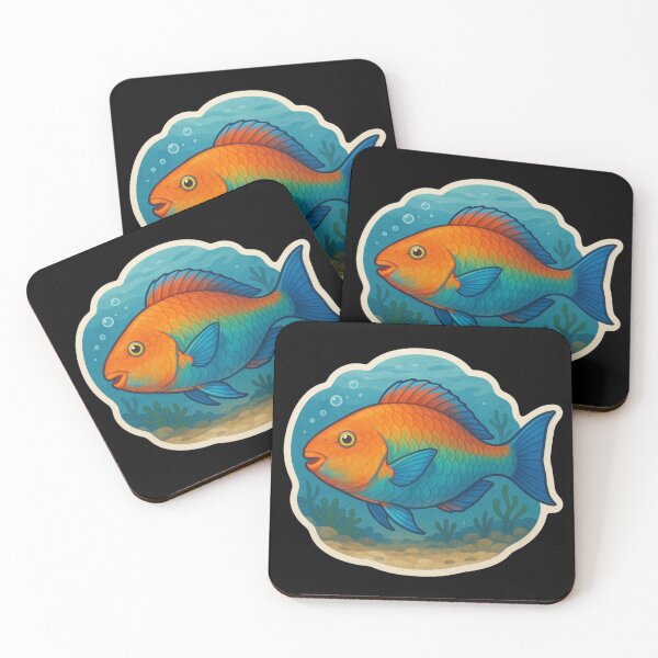 Item preview, Green and Blue Parrotfish in Reef designed and sold by DamioPolArt.