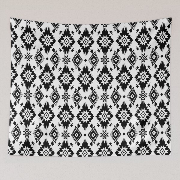 Aperçu de l'œuvre Motif aztèque noir et blanc – Design géométrique tribal audacieux créée et vendue par EmeraldeaArt.