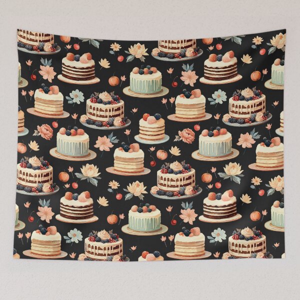 Item preview, Fruit and Chocolate Cake Pattern | Retro Style designed and sold by UnhingedBird.