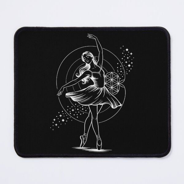 Item preview, Elegant Ballerina & Sacred Geometry, Flower of Life white Line Art designed and sold by QuirkySpark.