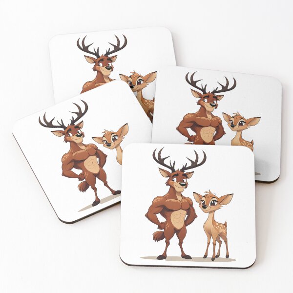 Item preview, “Charming Duo: Cartoon Deer with Attitude” designed and sold by Marru-WH.