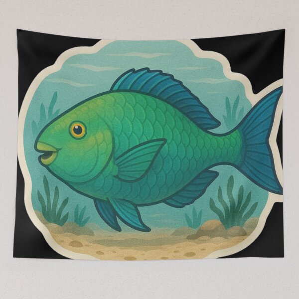 Item preview, Tropical Parrotfish with Sunlight Rays designed and sold by DamioPolArt.