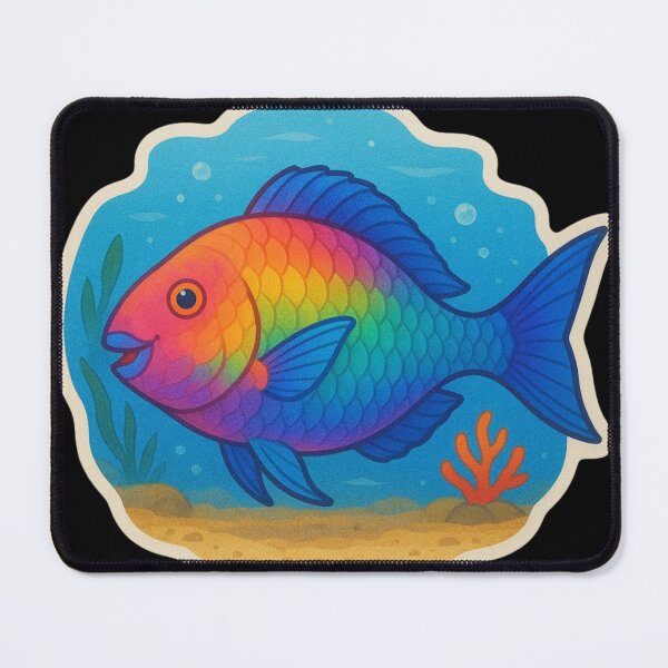 Item preview, Vibrant Rainbow Parrotfish over Coral designed and sold by DamioPolArt.