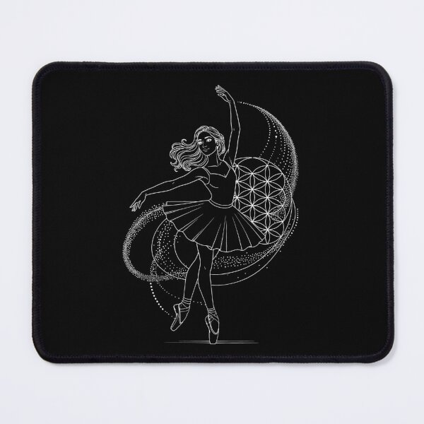 Item preview, Ballet Dancer & Flower of Life, white Line Art Ballerina, Sacred Geometry designed and sold by QuirkySpark.