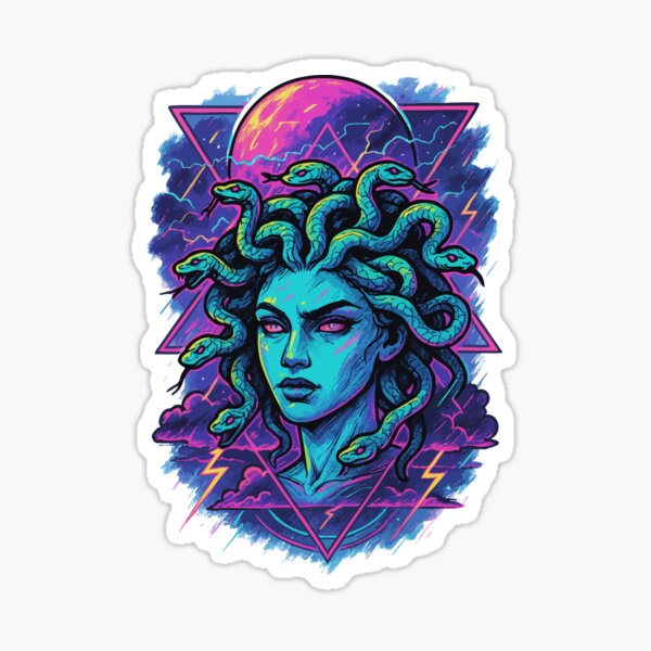 Item preview, Medusa Gorgona Mitología Griega Retro Vaporwave designed and sold by TomFrontierArt.