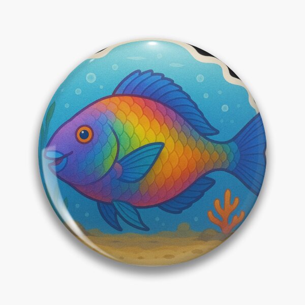 Item preview, Bright Parrotfish in Lush Coral Reef designed and sold by DamioPolArt.