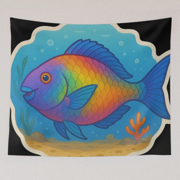 Item preview, Bright Parrotfish in Lush Coral Reef designed and sold by DamioPolArt.