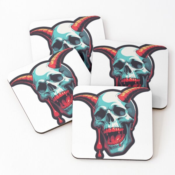 Item preview, Sinister Grinning Halloween Skull Sticker with Dripping Blood designed and sold by SkullSpookadi.