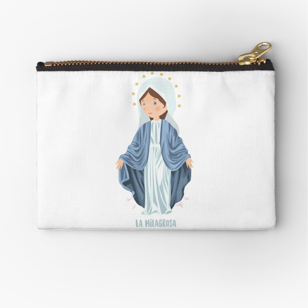 Money Purse with Miraculous Virgin Medal - Blue Leather