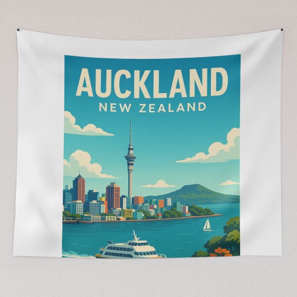 Item preview, Auckland Skyline with Ferry and Sky Tower designed and sold by Aryabek.