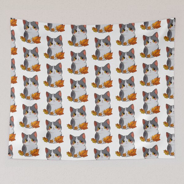 Item preview,  Autumn leaves cozy fall anime cat designed and sold by AngelinaBezm.