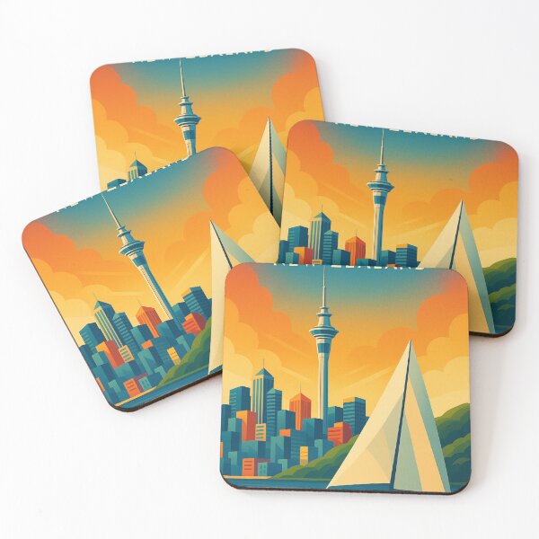 Item preview, Sunset Over Auckland Skyline and Sailboat designed and sold by Aryabek.