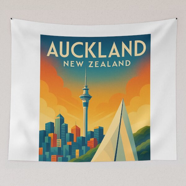 Item preview, Sunset Over Auckland Skyline and Sailboat designed and sold by Aryabek.