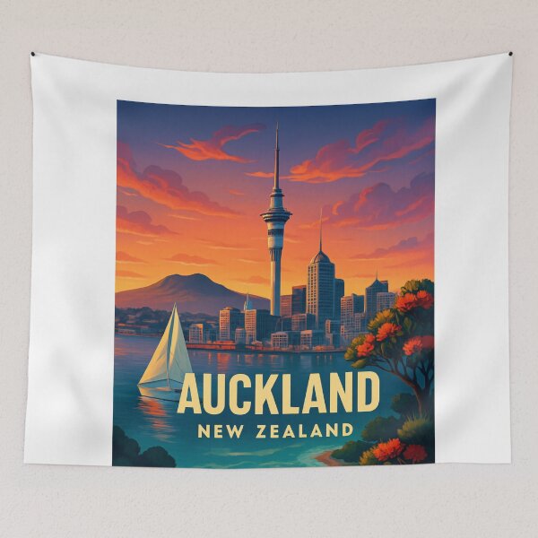 Item preview, Auckland at Sunset with Pohutukawa Tree designed and sold by Aryabek.