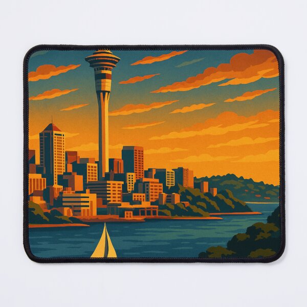 Item preview, Auckland Skyline with Sunset Clouds and Sailboat designed and sold by Aryabek.