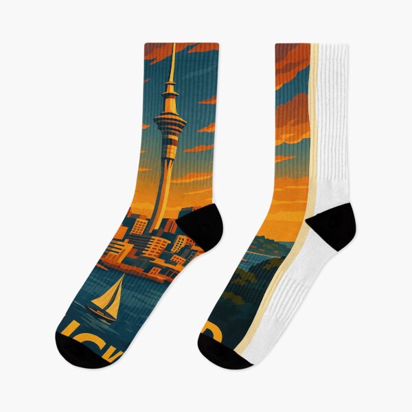 Item preview, Auckland Skyline with Sunset Clouds and Sailboat designed and sold by Aryabek.