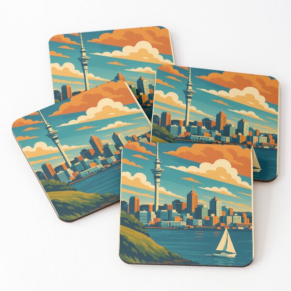 Item preview, Auckland Skyline Retro Style Sailboat View designed and sold by Aryabek.