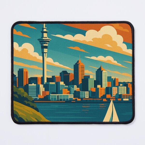 Item preview, Auckland Skyline Retro Style Sailboat View designed and sold by Aryabek.