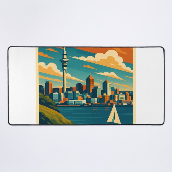 Item preview, Auckland Skyline Retro Style Sailboat View designed and sold by Aryabek.